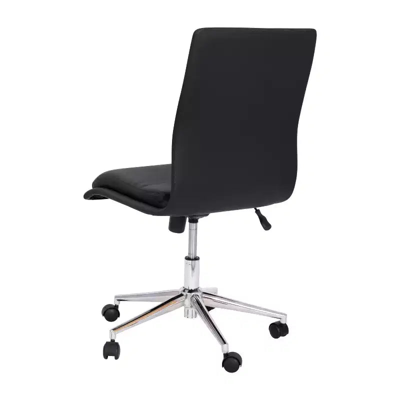 Mid-Back Armless Swivel Task Office Chair Bonded Leather Adjustable Metal Base