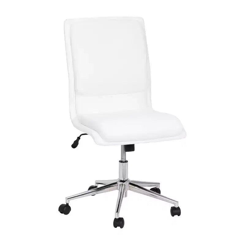 Mid-Back Armless Swivel Task Office Chair Bonded Leather Adjustable Metal Base