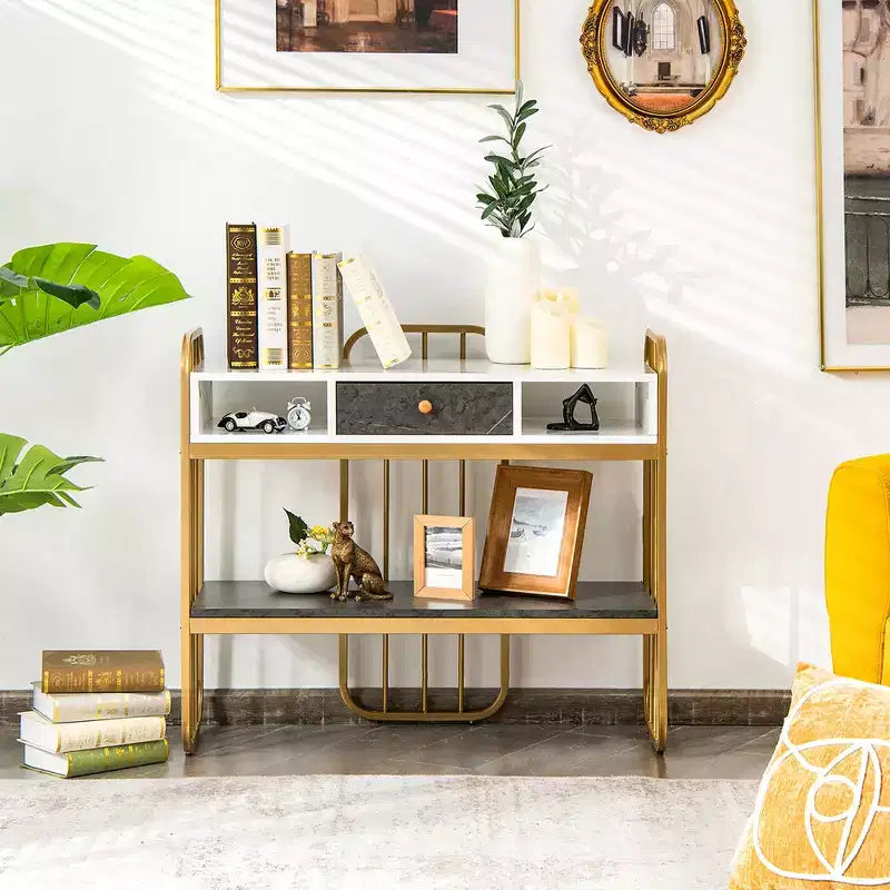 Console Table with Drawer Storage Shelf Wide Tabletop Modern for Entryway