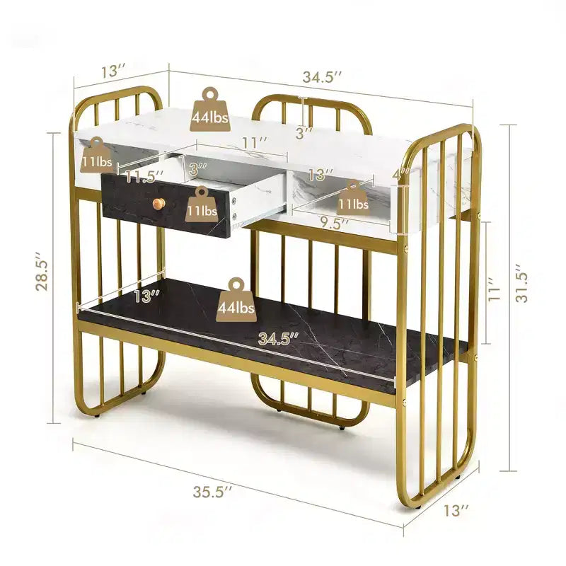 Console Table with Drawer Storage Shelf Wide Tabletop Modern for Entryway