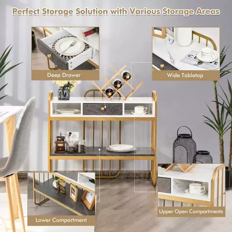 Console Table with Drawer Storage Shelf Wide Tabletop Modern for Entryway