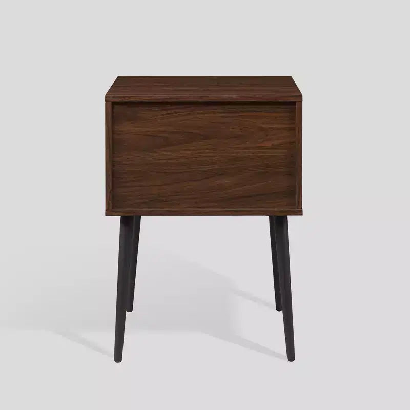 Modern 1-Drawer Angled Side Table Black MDF