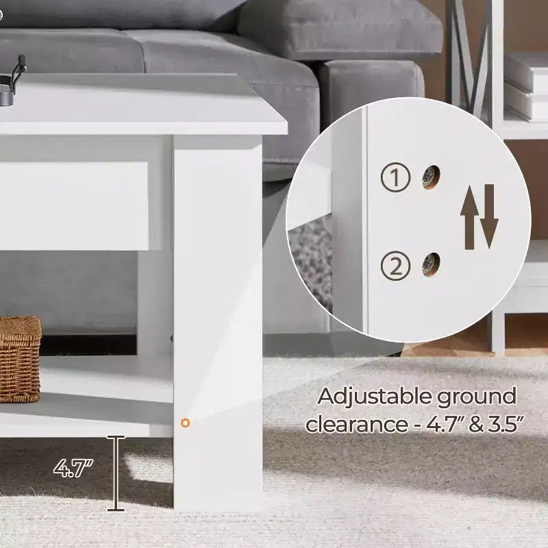 Lift Top Coffee Table with Hidden Compartment & Open Shelf For Living Room