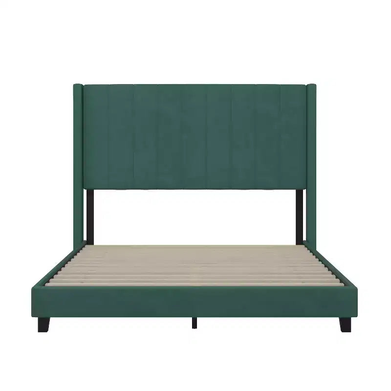Upholstered Platform Bed with Vertical Channel Stitch Detail and Engineered Wood Frame No Box Spring Required