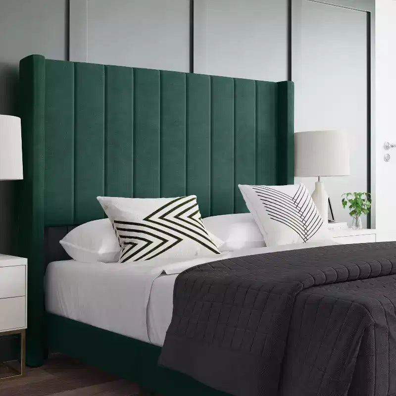 Upholstered Platform Bed with Vertical Channel Stitch Detail and Engineered Wood Frame No Box Spring Required