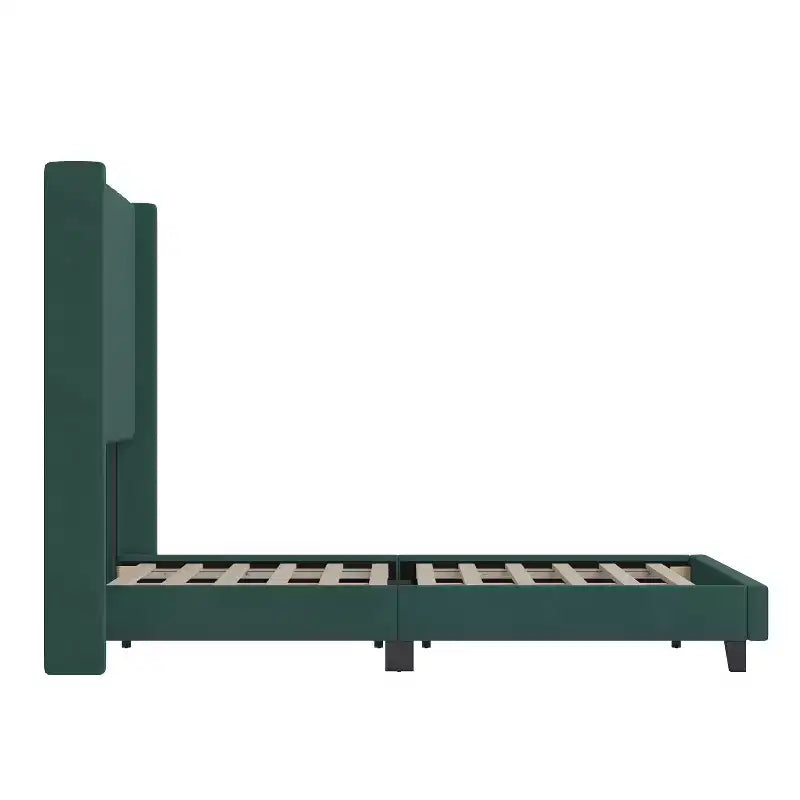 Upholstered Platform Bed with Vertical Channel Stitch Detail and Engineered Wood Frame No Box Spring Required