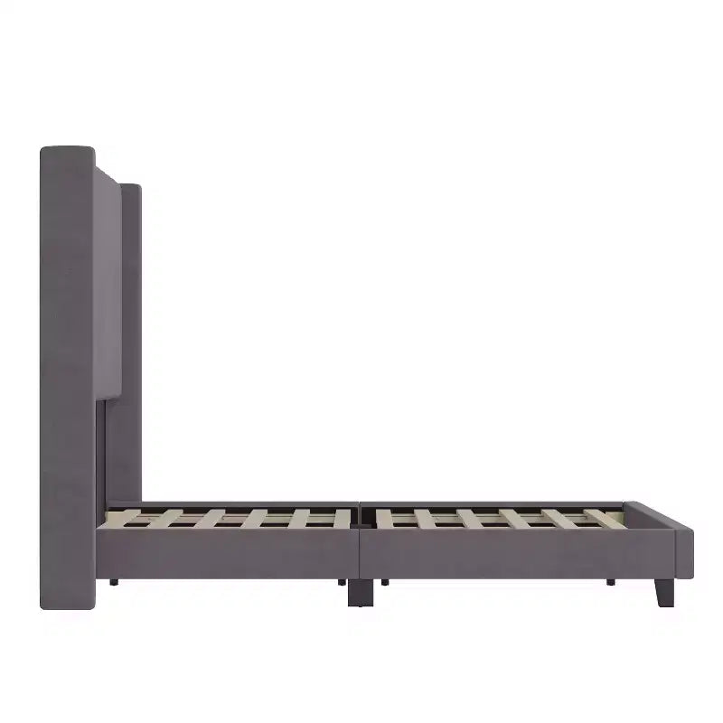 Upholstered Platform Bed with Vertical Channel Stitch Detail and Engineered Wood Frame No Box Spring Required