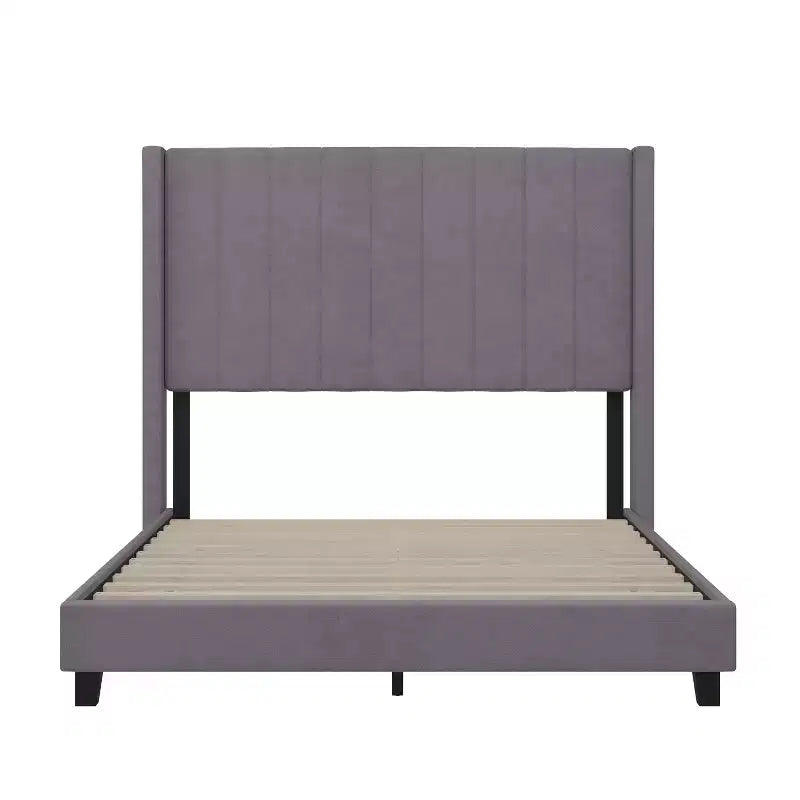 Upholstered Platform Bed with Vertical Channel Stitch Detail and Engineered Wood Frame No Box Spring Required