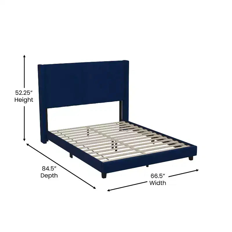 Upholstered Platform Bed with Vertical Channel Stitch Detail and Engineered Wood Frame No Box Spring Required