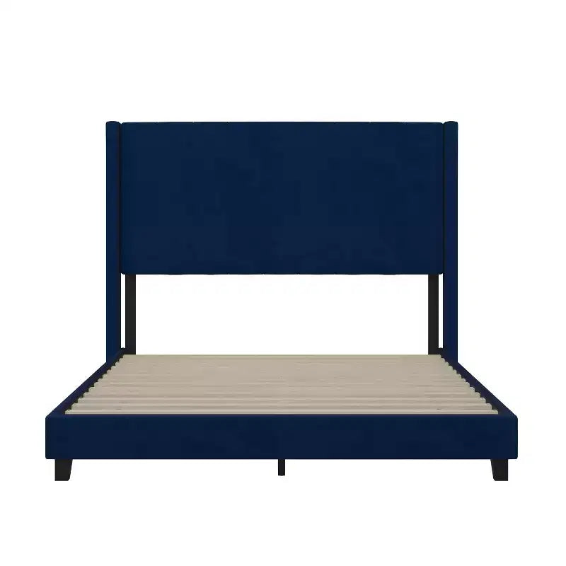 Upholstered Platform Bed with Vertical Channel Stitch Detail and Engineered Wood Frame No Box Spring Required