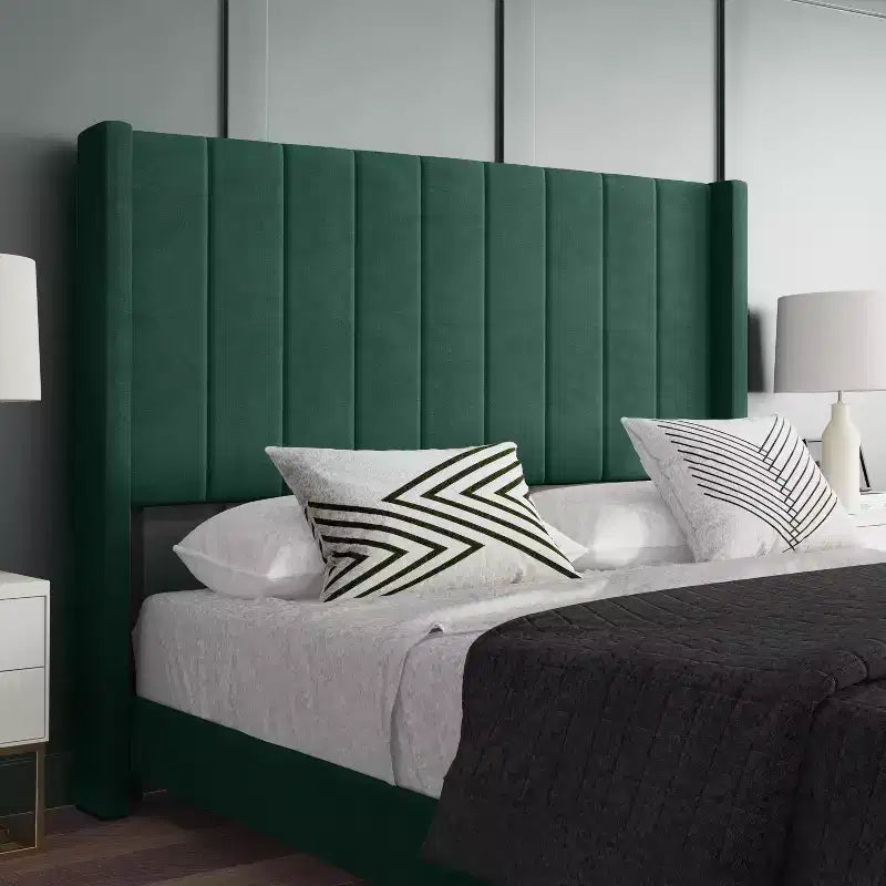 Upholstered Platform Bed with Vertical Channel Stitch Detail and Engineered Wood Frame No Box Spring Required