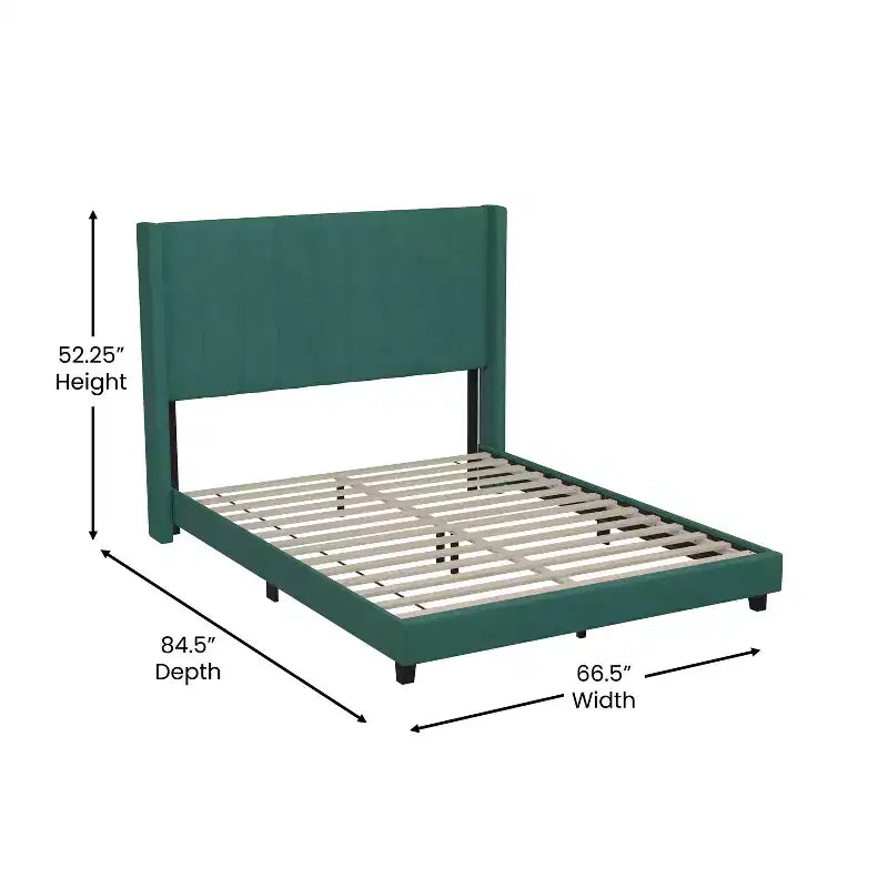 Upholstered Platform Bed with Vertical Channel Stitch Detail and Engineered Wood Frame No Box Spring Required