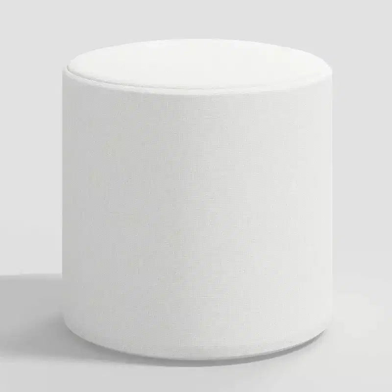 Round Ottoman in Textured Linen