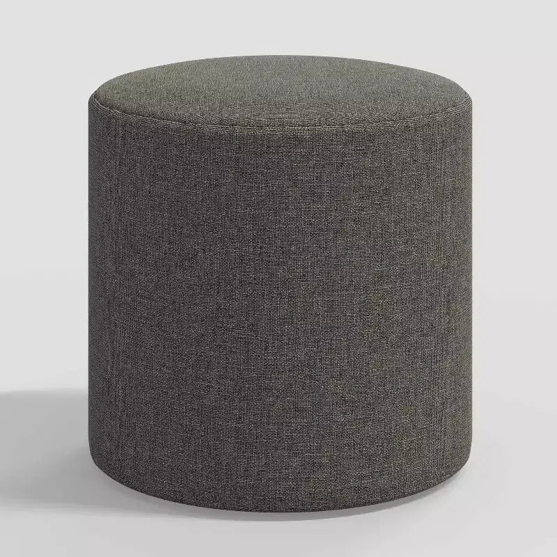 Round Ottoman in Textured Linen