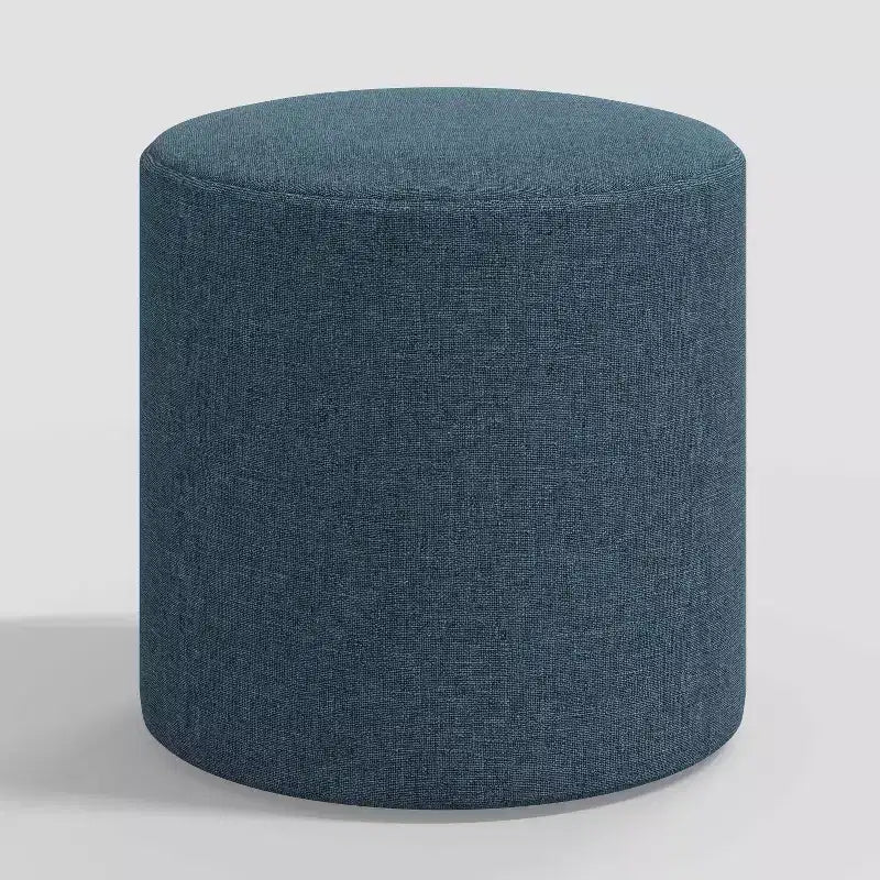 Round Ottoman in Textured Linen