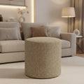 Round Thalia Ottoman in Textured Linen - Threshold