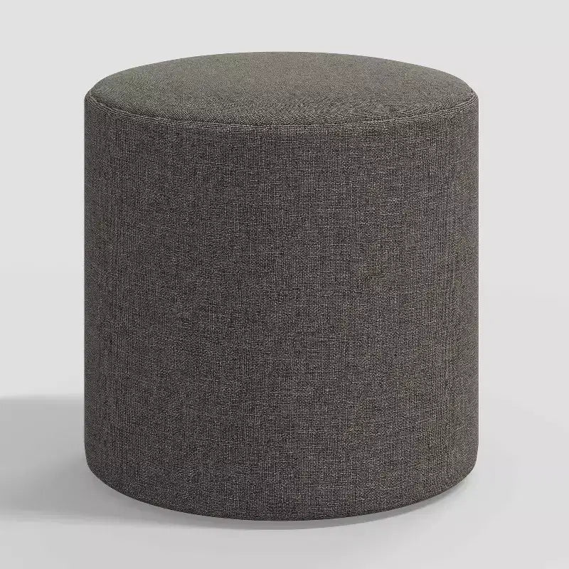 Round Ottoman in Textured Linen