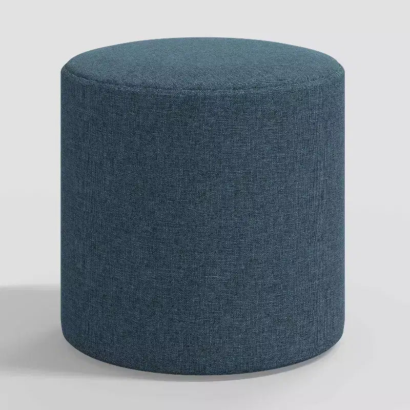 Round Ottoman in Textured Linen