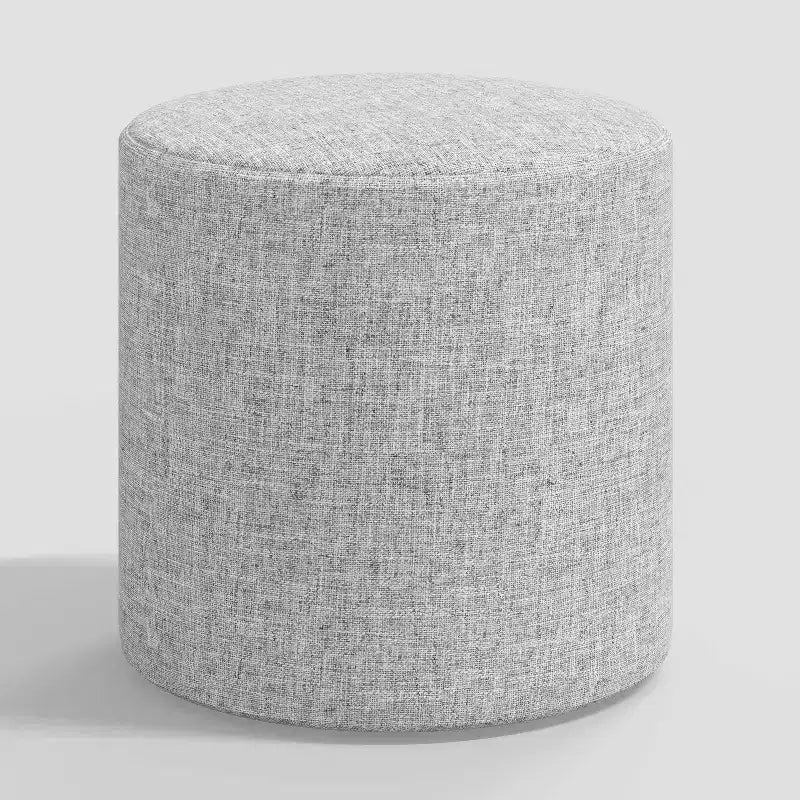 Round Ottoman in Textured Linen