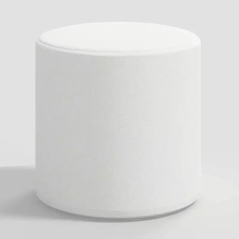 Round Ottoman in Textured Linen