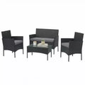 Patio Furniture Set  4-Piece Rattan Outdoor Sofa, 2 Cushioned Chairs, and Table Combo for Deck, Pool, or Porch Furniture by Lavish Home (Gray)