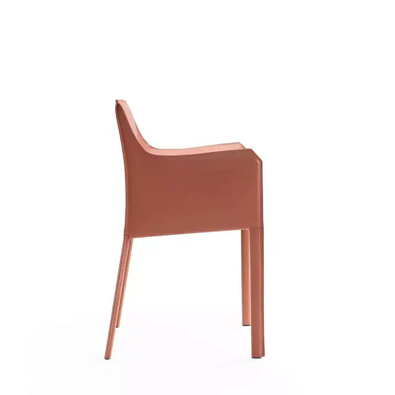 Saddle Faux Leather Armchair Modern Dining Chair Metal Frame Fully Assembled