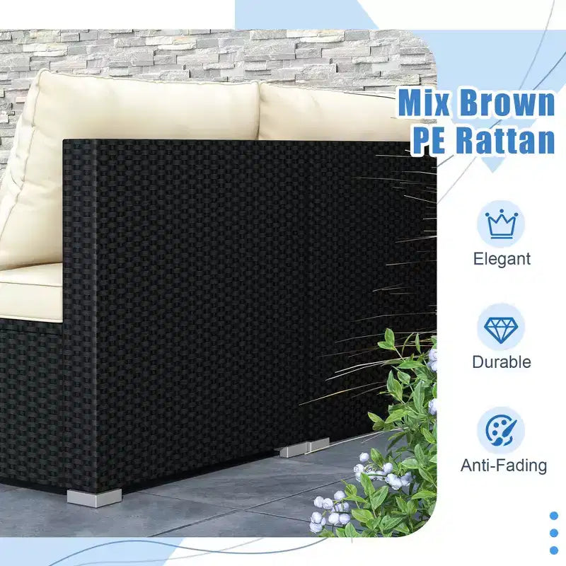 Ensemble de mobilier d'extérieur Costway 5 pièces avec coussins d'assise et de dossier Plateau en verre trempé