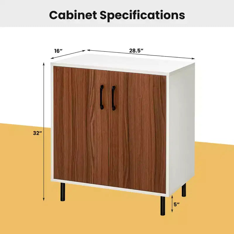 2-Door Sideboard Buffet Storage Cabinet Kitchen Cupboard with Adjustable Shelf