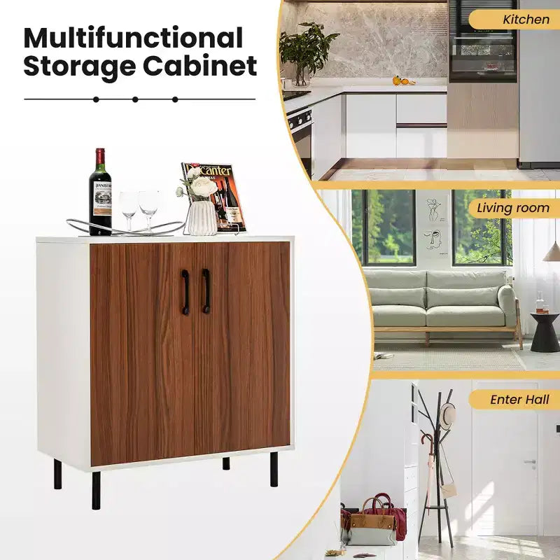 2-Door Sideboard Buffet Storage Cabinet Kitchen Cupboard with Adjustable Shelf