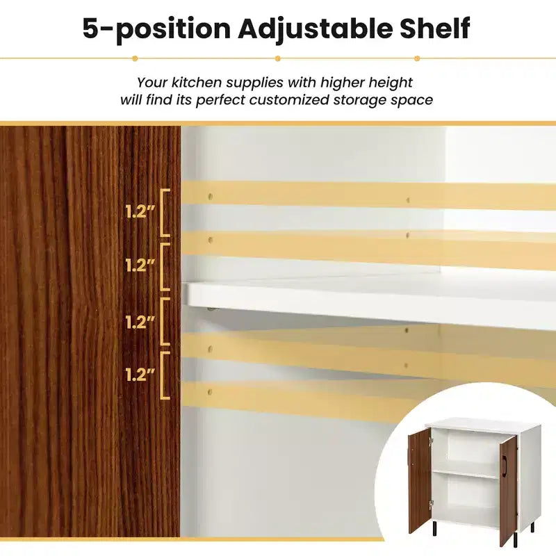 2-Door Sideboard Buffet Storage Cabinet Kitchen Cupboard with Adjustable Shelf