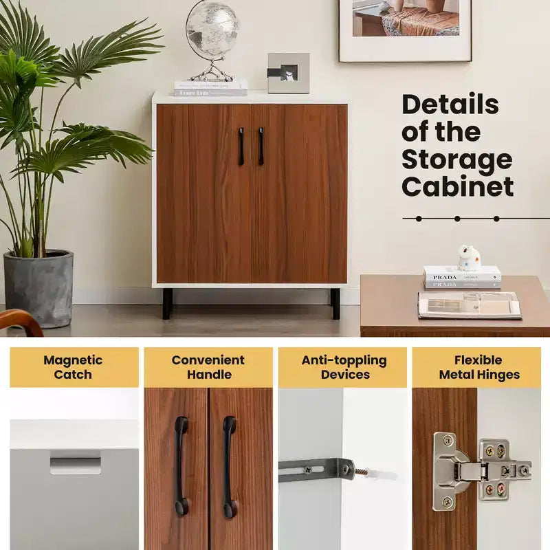 2-Door Sideboard Buffet Storage Cabinet Kitchen Cupboard with Adjustable Shelf