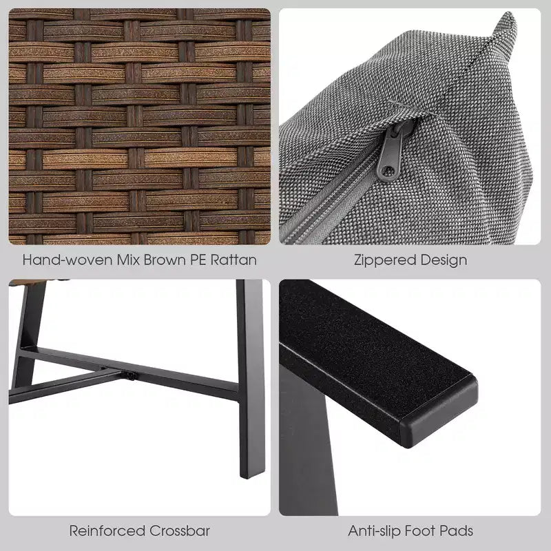 Costway Ensemble de 2 pièces table basse et causeuse en rotin pour patio, avec coussins de dossier et d'assise rembourrés à séchage rapide