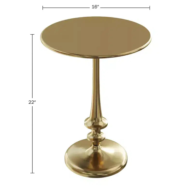 Iron Pedestal Side Table with Antiqued Brass Finish Vintage Living Room Furniture