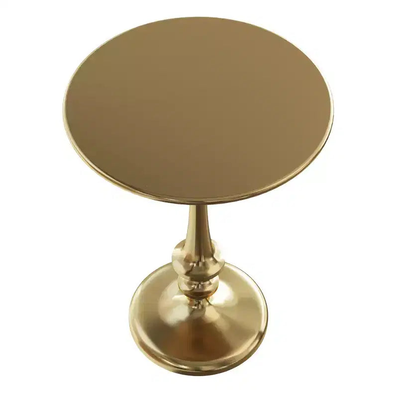 Iron Pedestal Side Table with Antiqued Brass Finish Vintage Living Room Furniture