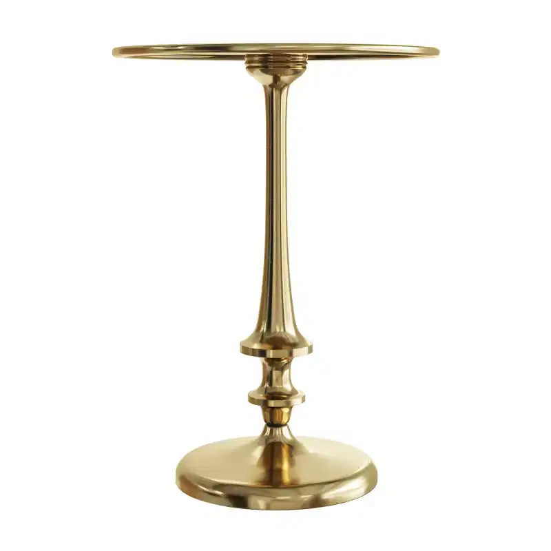 Iron Pedestal Side Table with Antiqued Brass Finish Vintage Living Room Furniture