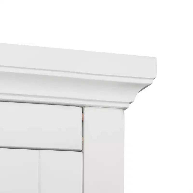 Wooden Linen Tower Cabinet with 2 Doors & 2 Drawers White