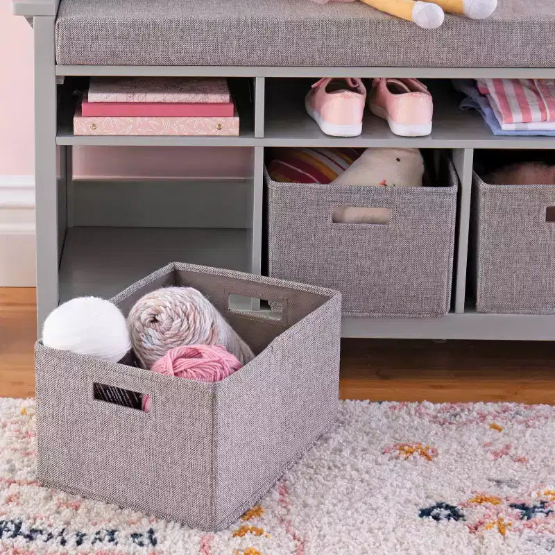 Kids' Storage Bench Children's Wooden Playroom Bookshelf Reading Nook and Toy Organizer with Fabric Bin