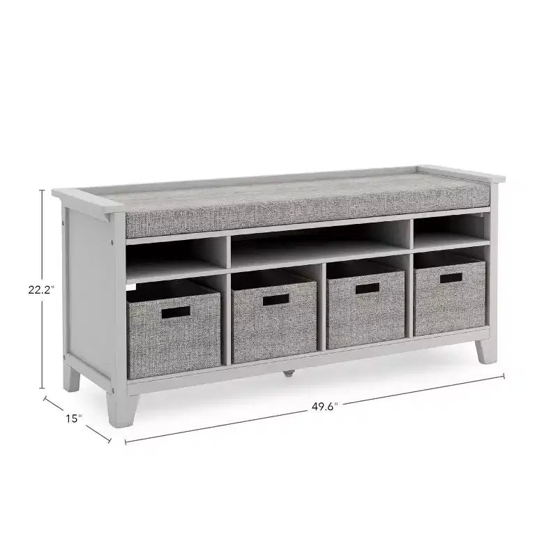 Kids' Storage Bench Children's Wooden Playroom Bookshelf Reading Nook and Toy Organizer with Fabric Bin