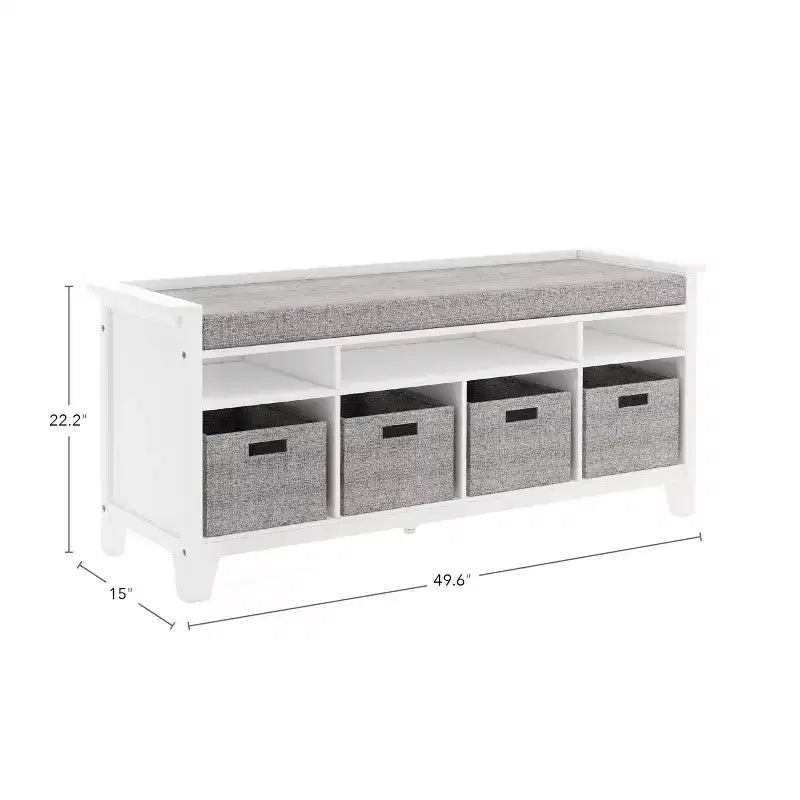 Kids' Storage Bench Children's Wooden Playroom Bookshelf Reading Nook and Toy Organizer with Fabric Bin