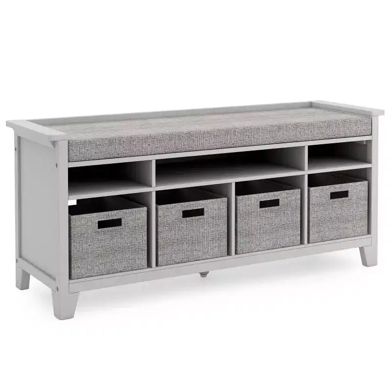 Kids' Storage Bench Children's Wooden Playroom Bookshelf Reading Nook and Toy Organizer with Fabric Bin