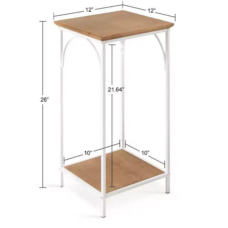 Anthea Square MDF Tea Table 12x12x26 Rustic Brown and White