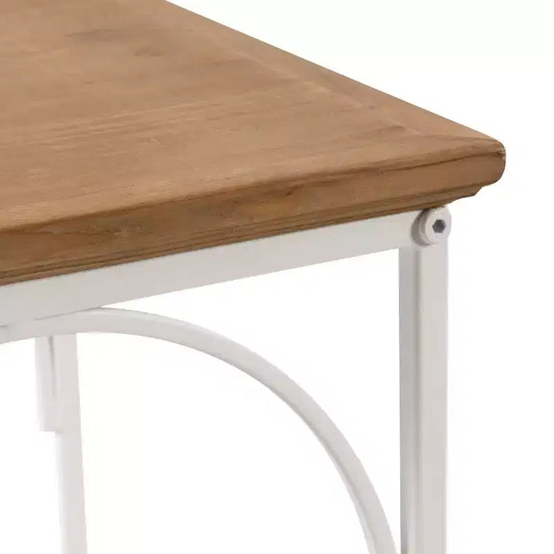 Square MDF Tea Table 12x12x26 Rustic Brown and White