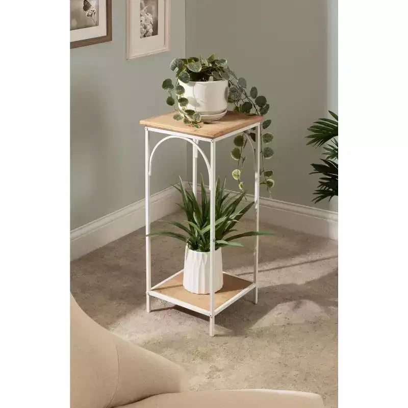 Anthea Square MDF Tea Table 12x12x26 Rustic Brown and White