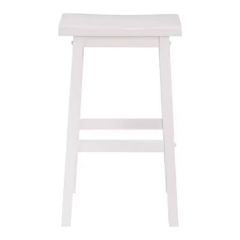 Classic Saddle Seat 29" Kitchen Bar Counter Stool Backless 4 Square Legs White 4-Pack