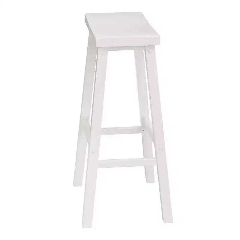 Classic Saddle Seat 29" Kitchen Bar Counter Stool Backless 4 Square Legs White 4-Pack