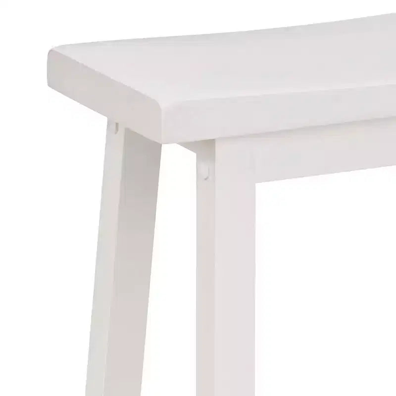 Classic Saddle Seat 29" Kitchen Bar Counter Stool Backless 4 Square Legs White 4-Pack