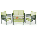 Costway 4PCS/8PCS Patio Round Wicker Conversation Set with Cushions Tempered Glass SideTable