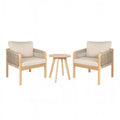 Aveiro 3-Piece Modern Bohemian Roped Acacia Wood Conversation Outdoor Patio Set with Cushions - JONATHAN Y