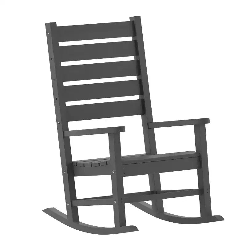 Ensemble 3 pièces Emma et Oliver pour intérieur/extérieur avec 2 fauteuils à bascule de style moderne avec table d'appoint assortie, pour toutes les saisons