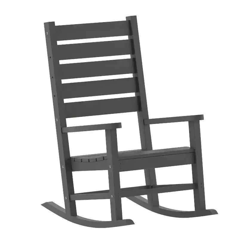 Ensemble 3 pièces Emma et Oliver pour intérieur/extérieur avec 2 fauteuils à bascule de style moderne avec table d'appoint assortie, pour toutes les saisons